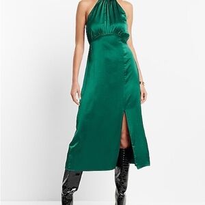 Express Emerald Halter Midi Dress